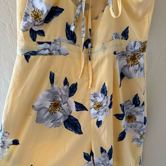 J by JOA Jumpsuit Women Yellow  Blue Floral Bohemian Y2K Wide Leg Zipper Ruffles - Picture 11 of 16